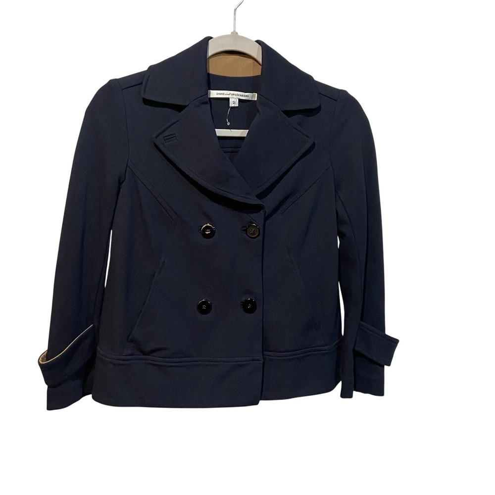 DIANE von FURSTENBERG‎ Cosmic Women's Size 2 Navy Double Breasted Peacoat Jacket